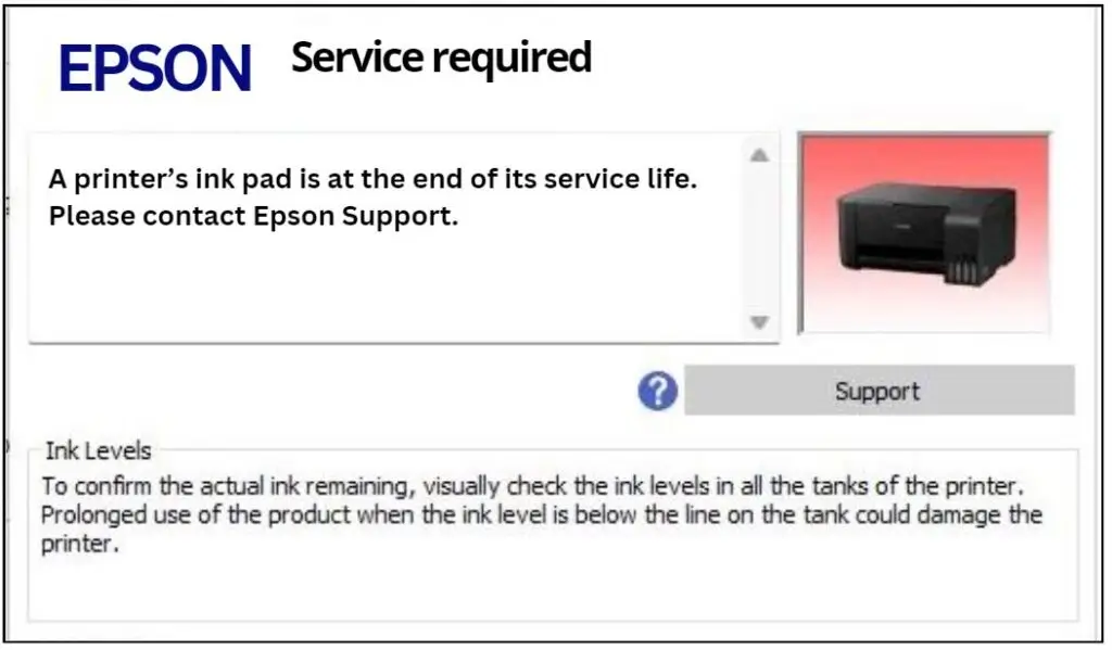 sp4 ink pad epson error